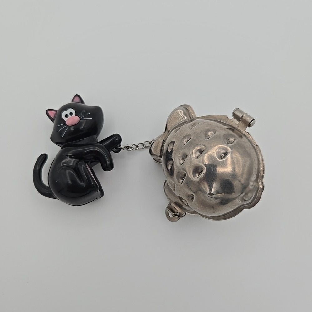 JOIE Meow Tea Cup Infuser Black Cat Stainless Steel Ball Loose Strainer Sieve